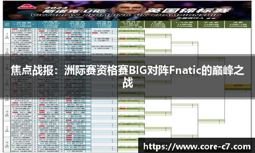 焦点战报：洲际赛资格赛BIG对阵Fnatic的巅峰之战