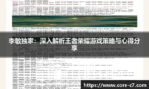 李敏独家：深入解析王者荣耀游戏策略与心得分享